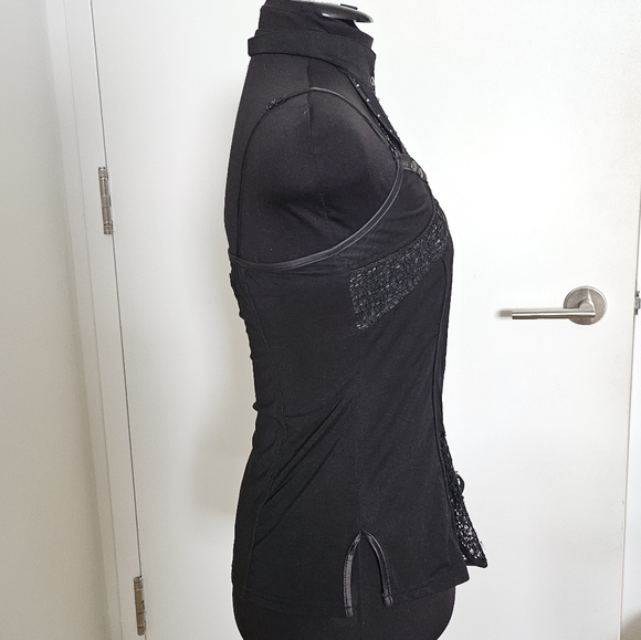 Ozzon Japan Ozz Croce Black Gothic High Neck Layered Top Silver Crosses And Lace - Picture 5 of 11